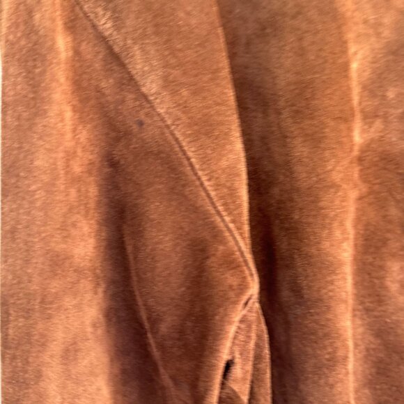 90s Vintage Express Brown Genuine Suede Leather boxy Shacket Jacket - Picture 9 of 14